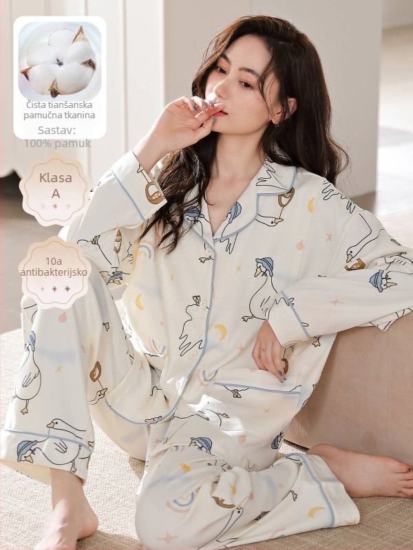 Set trudničkih pidžama — vunena smjesa, V-izrez, dugi rukavi, 251–300 g/m²