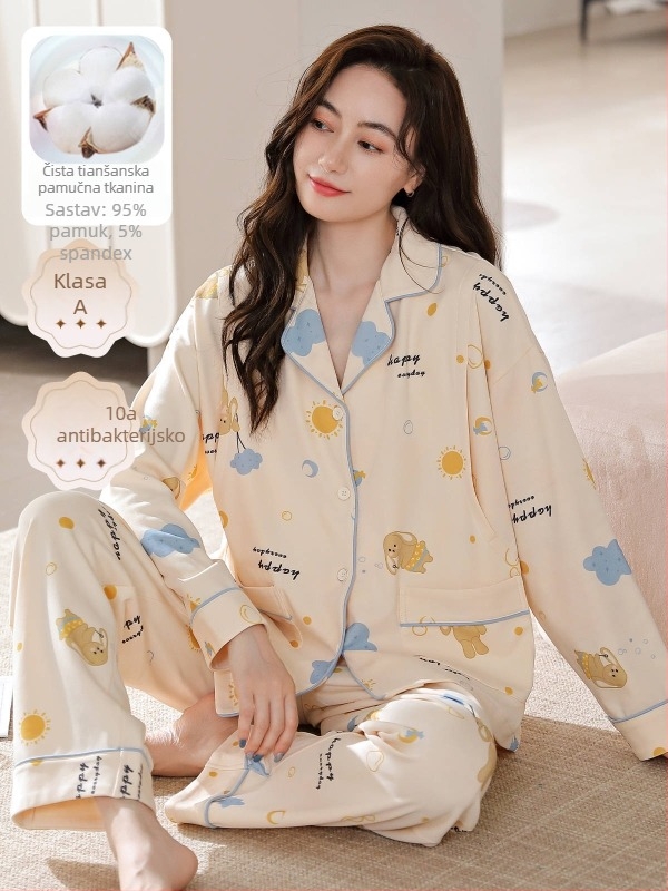 Set trudničkih pidžama — vunena smjesa, V-izrez, dugi rukavi, 251–300 g/m²