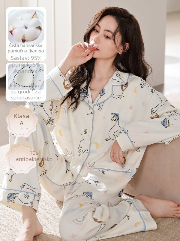 Set trudničkih pidžama — vunena smjesa, V-izrez, dugi rukavi, 251–300 g/m²