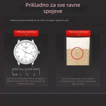 Dvostrano kožno remenje od prve sloje teleće kože, kopča s pinom, vodootporan, mekan, moderan unisex remen za sat