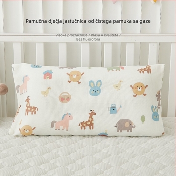 Jastučnica za djecu od 100% pamuka gaze, dvostruka, s dječjim motivom i reaktivnim tiskom