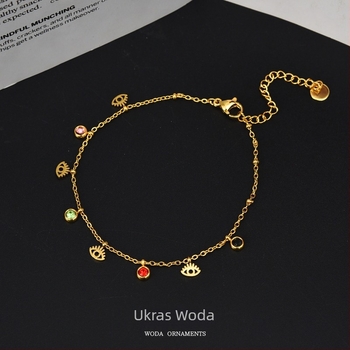 Anklet s zvijezdama, mjesecom i dlanom – titan čelik, ne blijedi, ženski ukras za stopalo s dijamantnim naglascima, mogućnost prilagodbe