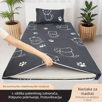Navlaka za madrac za studentski dom s zatvaračem, otporna na skidanje i pranje, protuklizni zaštitni navlaka s geometrijskim uzorkom od bambusovih vlakana
