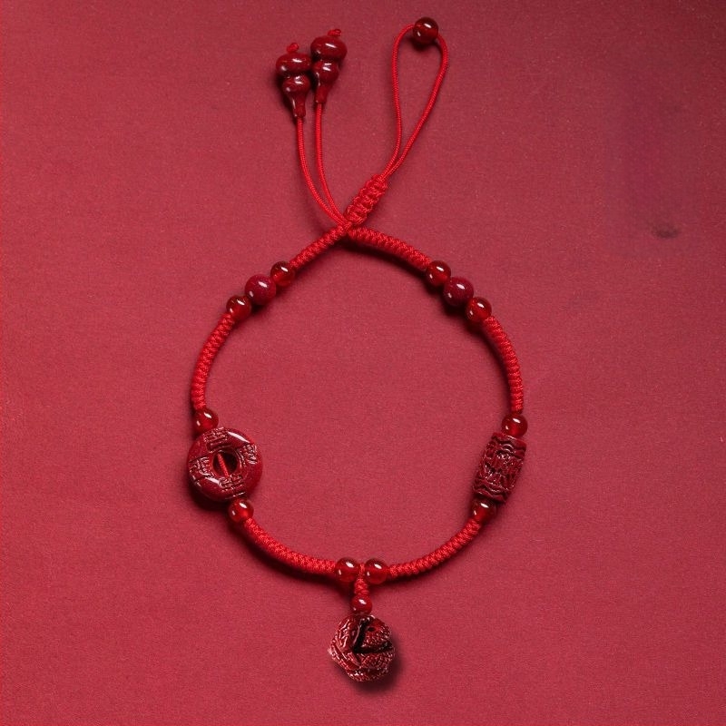 Anklet od cinabru, unisex, dizajn nacionalnog stila, motiv zodijaka