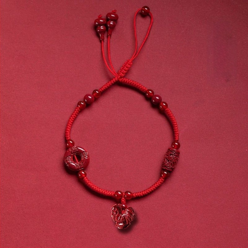 Anklet od cinabru, unisex, dizajn nacionalnog stila, motiv zodijaka