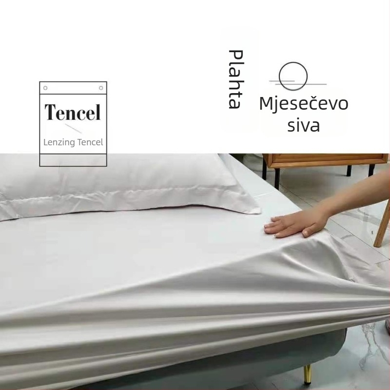 Minimalistički jednofarbni Tencel set s 60-countom: napinjajući list, ravni list, navlaka za jastuk, navlaka za pokrivač za krevet 1,5 m