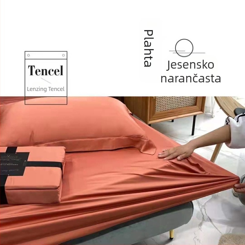 Minimalistički jednofarbni Tencel set s 60-countom: napinjajući list, ravni list, navlaka za jastuk, navlaka za pokrivač za krevet 1,5 m
