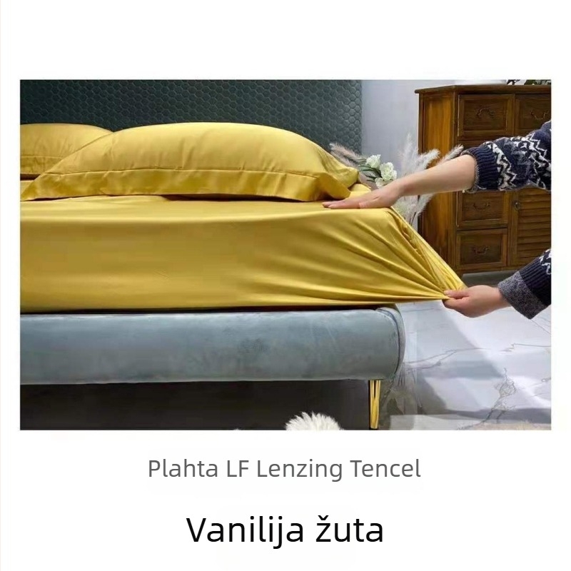 Minimalistički jednofarbni Tencel set s 60-countom: napinjajući list, ravni list, navlaka za jastuk, navlaka za pokrivač za krevet 1,5 m