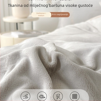 Milk Velvet četvero-dijelni set posteljine s dvostruko plišem i debelim grijanjem za jesen i zimu — navlaka za pokrivač, plahta i jastučnice