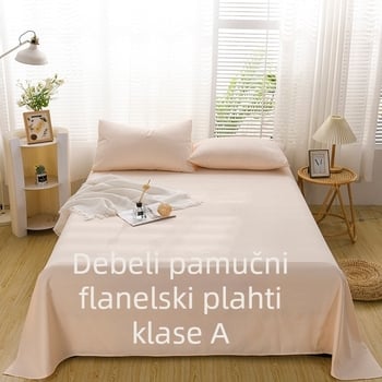 Jednobojni pamukani set posteljine, debeli i abrazirani dodir, A-klasa, za jednostruki krevet, veličina 180–220 cm, 3-dijelni set