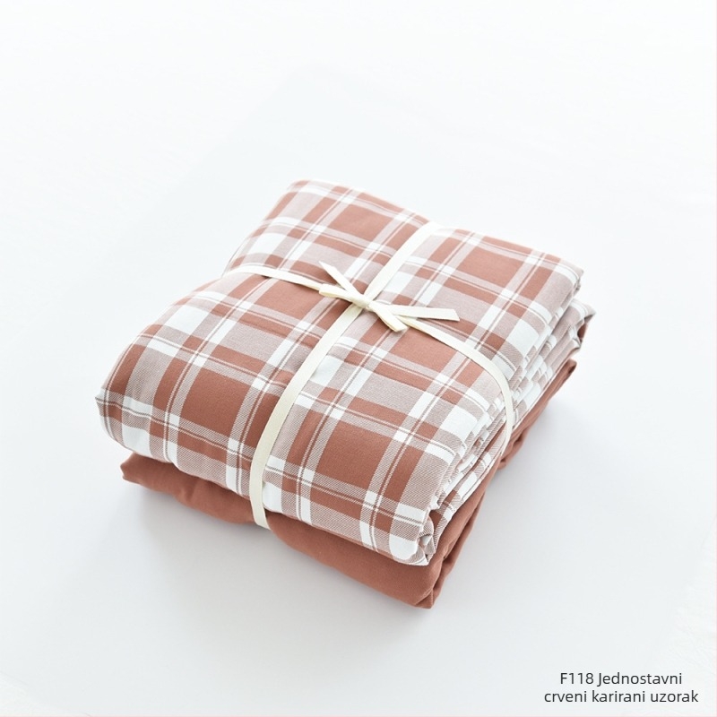 Nothing pamuk flanel posteljni set od četiri dijela, bojane pređom geometrijski uzorak, 100% pamuk, japanski stil