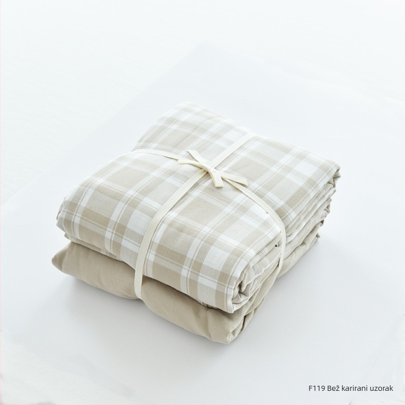 Nothing pamuk flanel posteljni set od četiri dijela, bojane pređom geometrijski uzorak, 100% pamuk, japanski stil