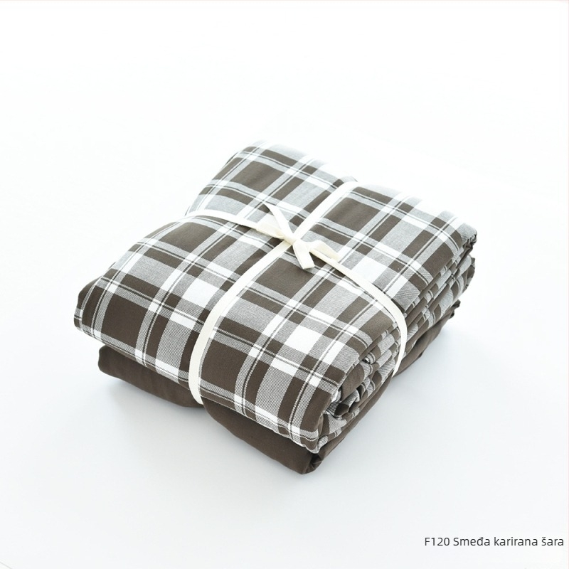 Nothing pamuk flanel posteljni set od četiri dijela, bojane pređom geometrijski uzorak, 100% pamuk, japanski stil