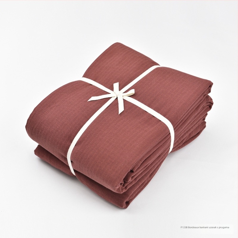 Nothing pamuk flanel posteljni set od četiri dijela, bojane pređom geometrijski uzorak, 100% pamuk, japanski stil