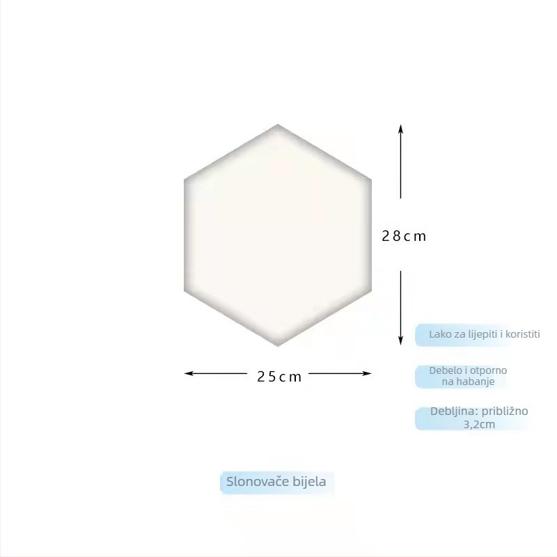 Šesterokutni zidni panel od PU kože, samoljepljiv, 5+ komada, moderni nordijski stil