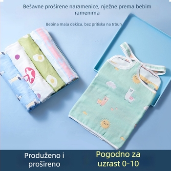Dječji vreća za spavanje sa zaštitom trbuha, ljetna pamučna gazasta tkanina