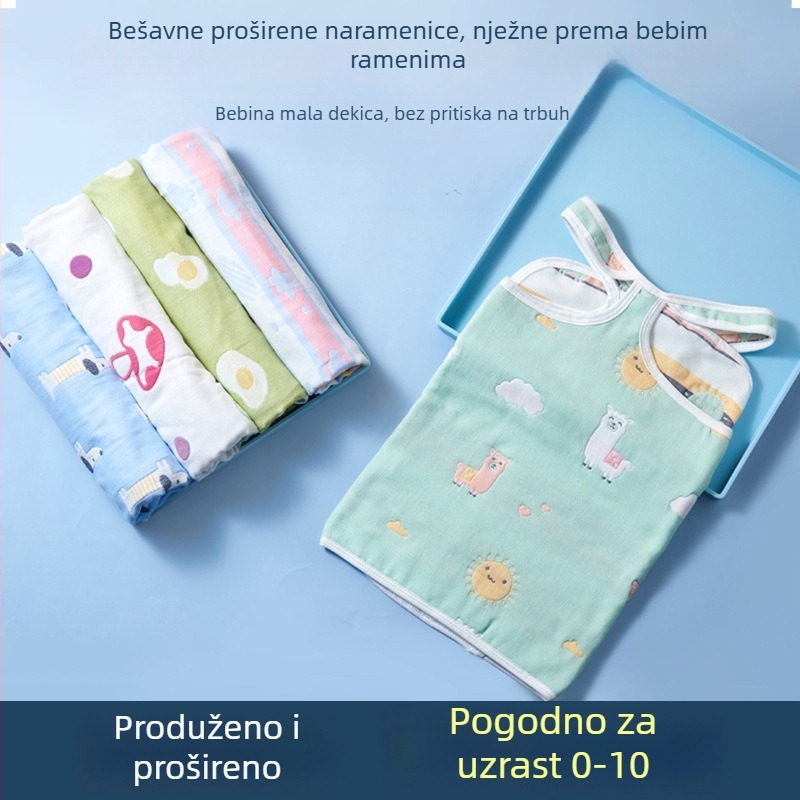 Dječji vreća za spavanje sa zaštitom trbuha, ljetna pamučna gazasta tkanina