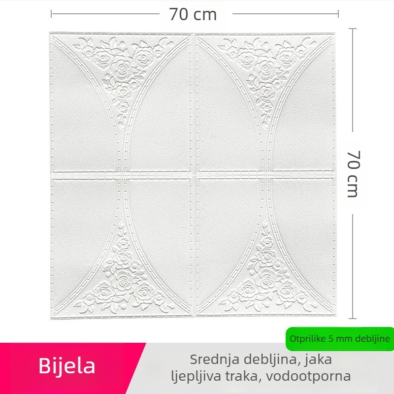 Trodimenzionalna naljepnica za zid od XPE pjene, vodootporna, protiv prljavštine i dekorativna, uzorak 21803944064, pogodna za dnevni boravak, spavaću sobu, ured, blagovaonica, ulaz, balkon