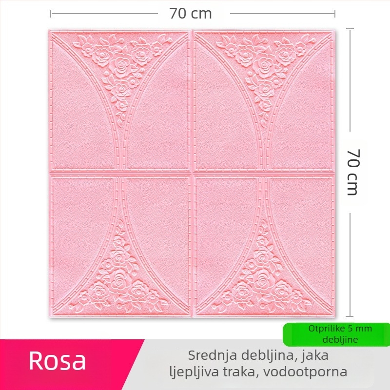 Trodimenzionalna naljepnica za zid od XPE pjene, vodootporna, protiv prljavštine i dekorativna, uzorak 21803944064, pogodna za dnevni boravak, spavaću sobu, ured, blagovaonica, ulaz, balkon