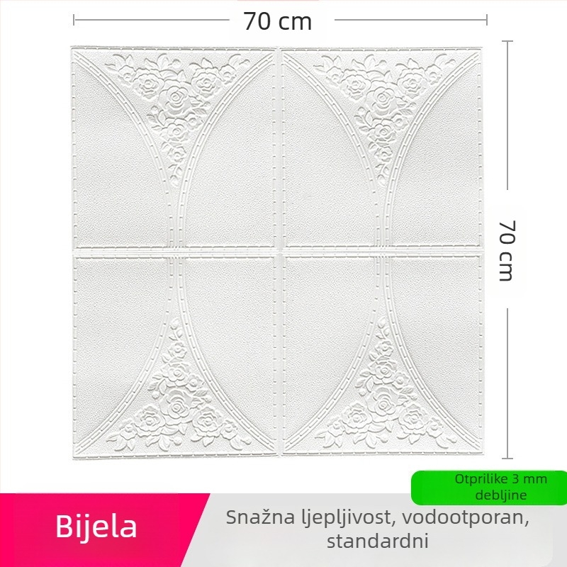 Trodimenzionalna naljepnica za zid od XPE pjene, vodootporna, protiv prljavštine i dekorativna, uzorak 21803944064, pogodna za dnevni boravak, spavaću sobu, ured, blagovaonica, ulaz, balkon