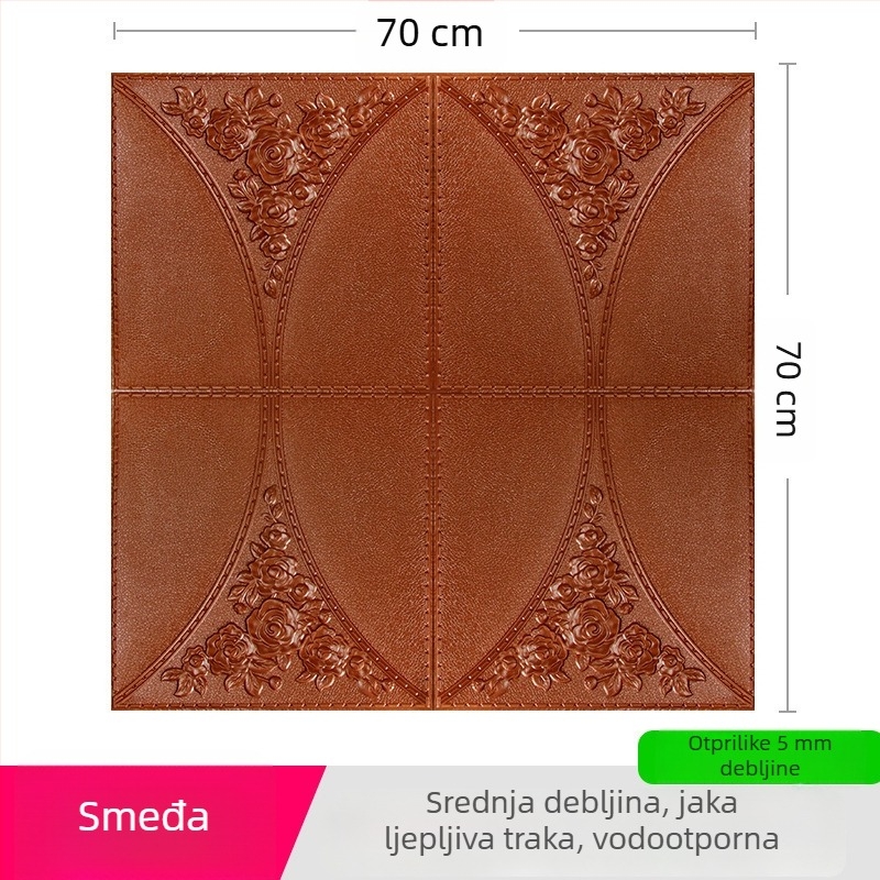 Trodimenzionalna naljepnica za zid od XPE pjene, vodootporna, protiv prljavštine i dekorativna, uzorak 21803944064, pogodna za dnevni boravak, spavaću sobu, ured, blagovaonica, ulaz, balkon