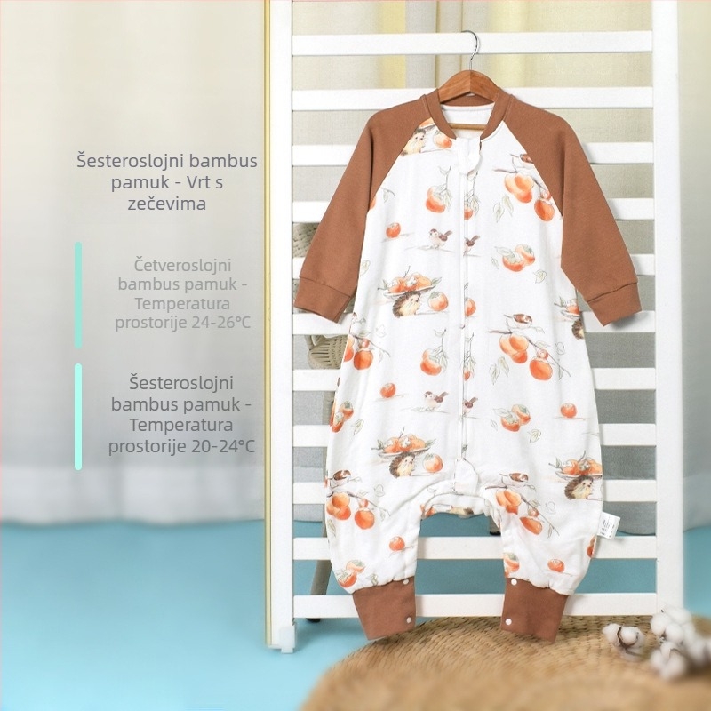Spavaća vreća za bebe i djecu, vanjski sloj od bambusovog vlakna, podstava od bambus-pamučnog vlakna, punjenje od bambusovog vlakna, antibakterijska funkcija.