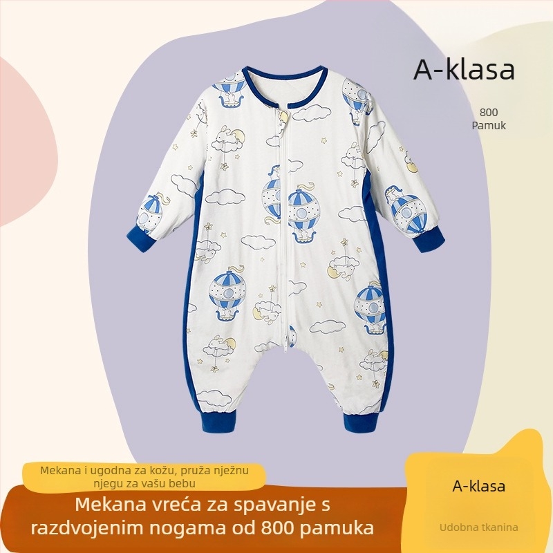 Zimska topla spavaća vreća s podijeljenim nogama za djecu, zaštita trbuha i dizajn zaključavanja temperature