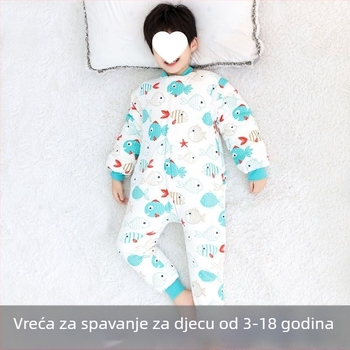 Dječje debele jesensko-zimske pidžame s integriranim spavaćim vrećom, kašmir punilo, unisex, veličine 3–12 godina