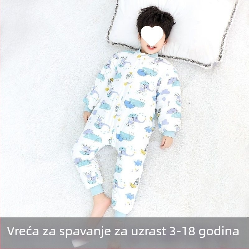 Dječje debele jesensko-zimske pidžame s integriranim spavaćim vrećom, kašmir punilo, unisex, veličine 3–12 godina