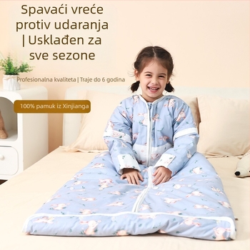 Dječji spavaći vreć za četiri sezone, topla pamuk punila i odvojiva podstava, crtani dizajn