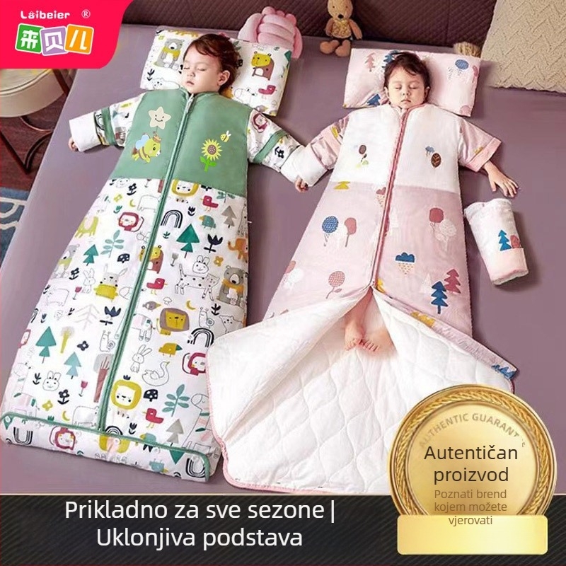 Dječji spavaći vreć za četiri sezone, topla pamuk punila i odvojiva podstava, crtani dizajn