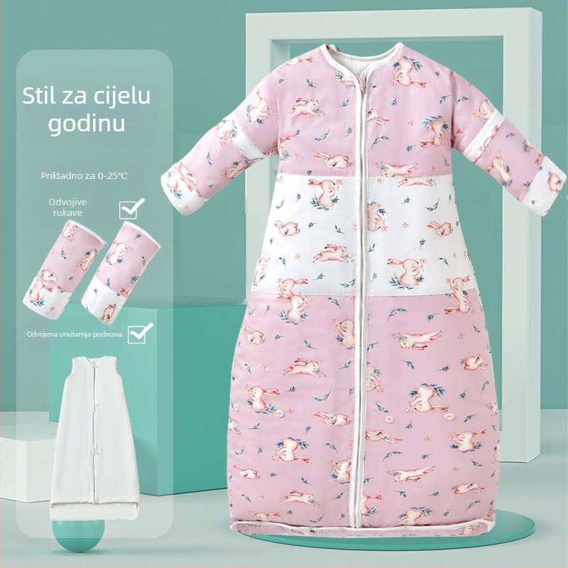 Dječji spavaći vreć za četiri sezone, topla pamuk punila i odvojiva podstava, crtani dizajn