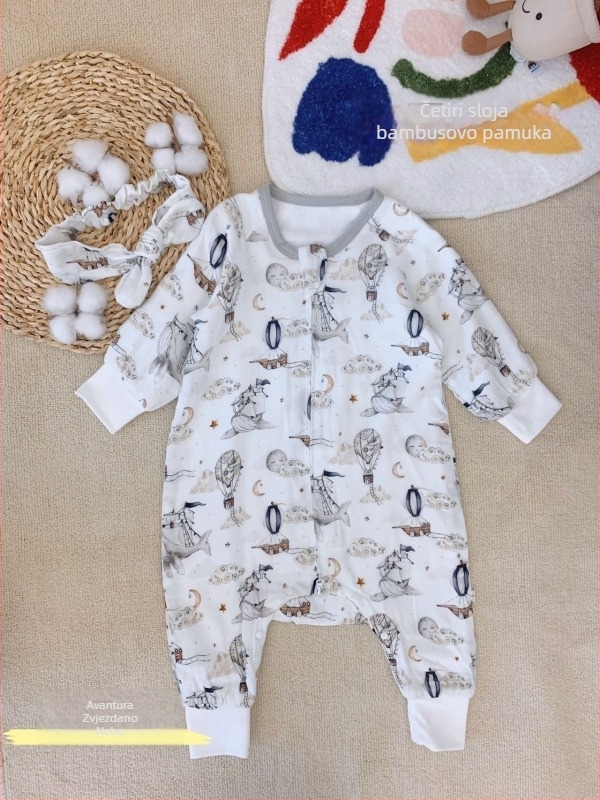 BeBI vreća za spavanje za bebe jesen-zima s četiri sloja bambusovih vlakana, podijeljene noge, zaštita od udaraca nogu, punilo od pamuka