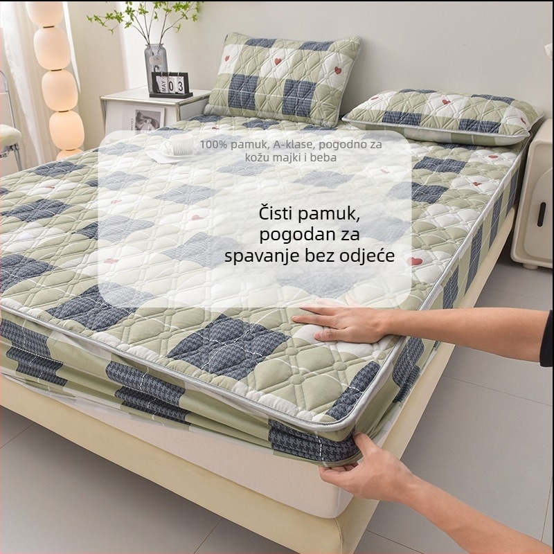 Aiqi'an Pamuk 60S Antibakterijski Quilted Fitted Sheet za krevete 1,5–1,8 m