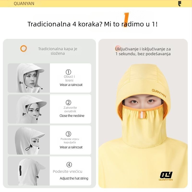 Ponoć za bicikl s punom pokrivenošću tijela, visokim ovratnikom, PVC materijalom i PU ljepilnim slojem