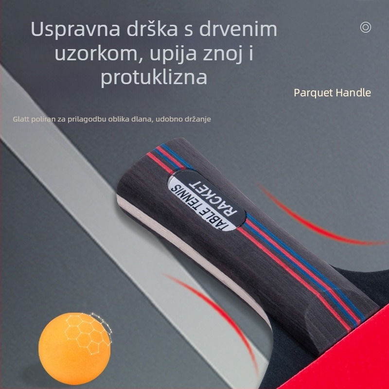 Set od 2 ping-pong palica s Shakehand držajem, visoka elastičnost, poplar ploča, guma s pozitivnim ljepilom, uključuje futrolu i 3 loptice