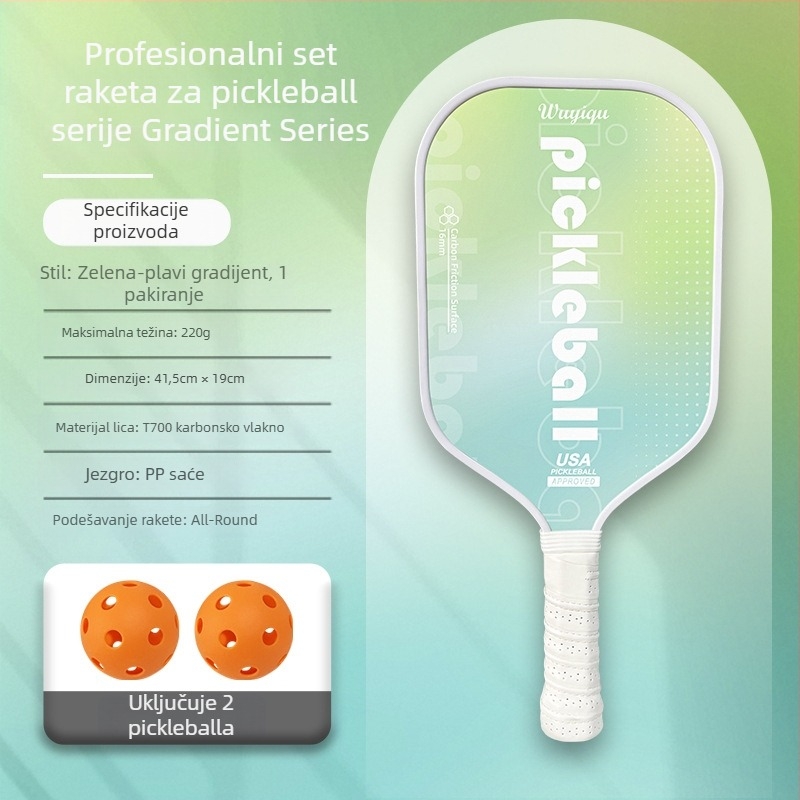 Reket pickleballa od karbonskih vlakana, kompletan set, Kaiyi, za odrasle i djecu, 220 g