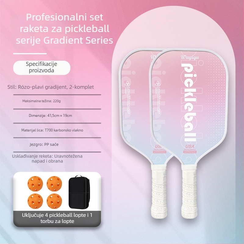 Reket pickleballa od karbonskih vlakana, kompletan set, Kaiyi, za odrasle i djecu, 220 g