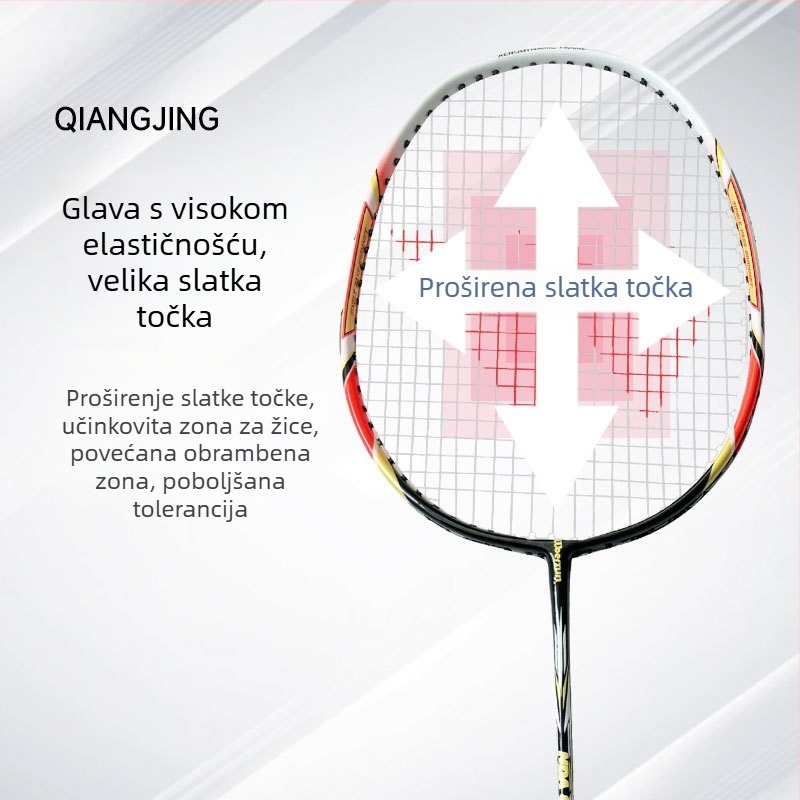 WAIWAI badminton raketa za amatere — aluminijski okvir, težina 95–100 g, horizontalni udar, drška G2