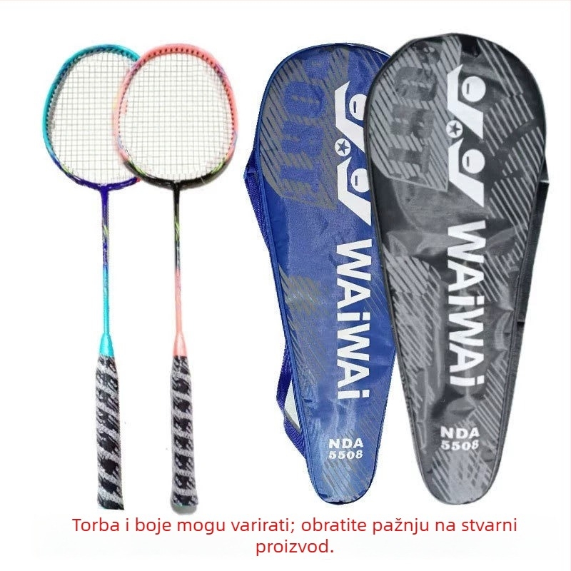 WAIWAI badminton raketa za amatere — aluminijski okvir, težina 95–100 g, horizontalni udar, drška G2