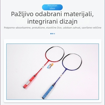 Leopard badminton reketa s torbom, okvir od legure željeza, težina 95–100 g, direktan udarac, mreža od poliesternih vlakana, debljina drške G5