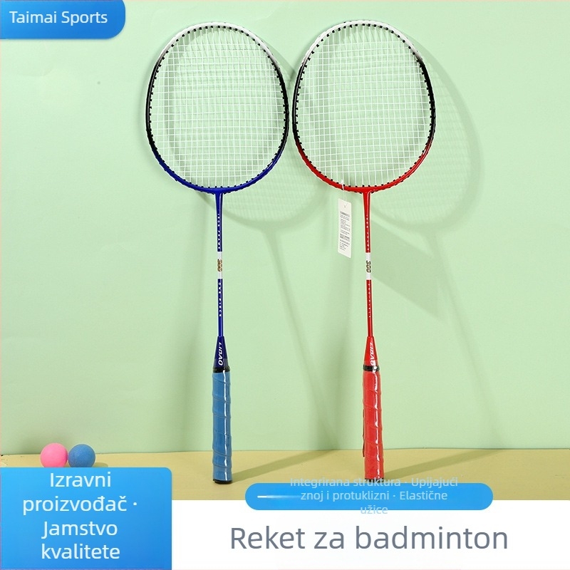 Leopard badminton reketa s torbom, okvir od legure željeza, težina 95–100 g, direktan udarac, mreža od poliesternih vlakana, debljina drške G5