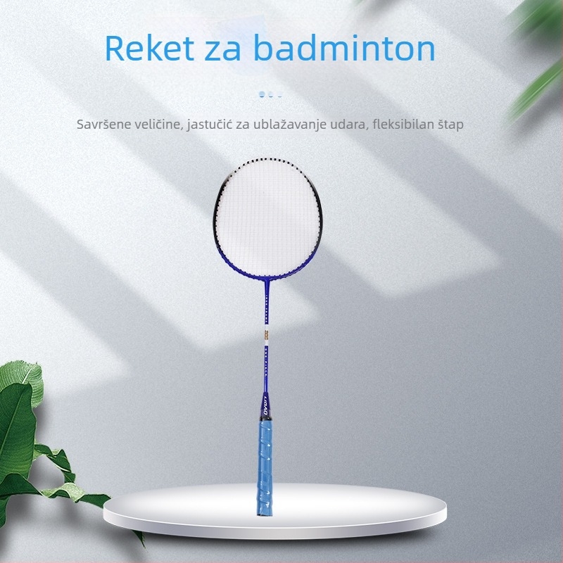 Leopard badminton reketa s torbom, okvir od legure željeza, težina 95–100 g, direktan udarac, mreža od poliesternih vlakana, debljina drške G5