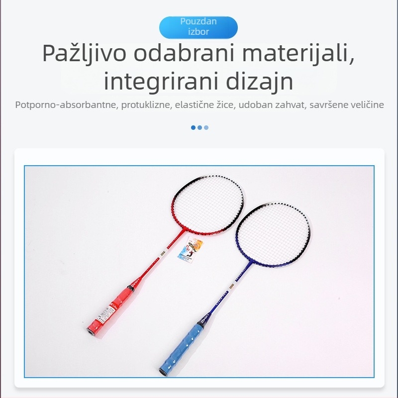 Leopard badminton reketa s torbom, okvir od legure željeza, težina 95–100 g, direktan udarac, mreža od poliesternih vlakana, debljina drške G5
