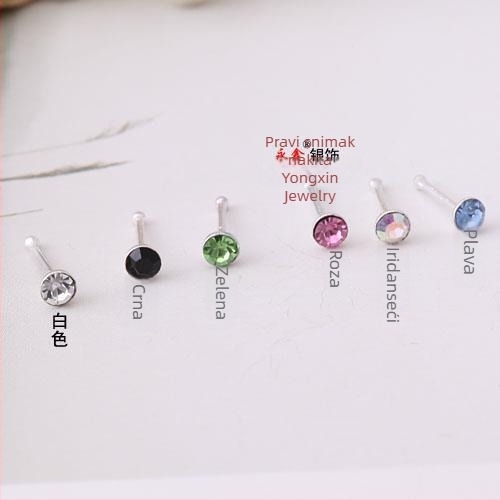 Nosni nakit za nos, 925 srebro, ručna izrada, rhinestone kristal, geometrijski dizajn