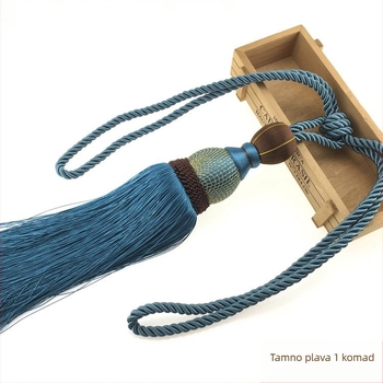 Traka za zavjese s kuglicom i resicama — tkanina, moderan minimalistički stil