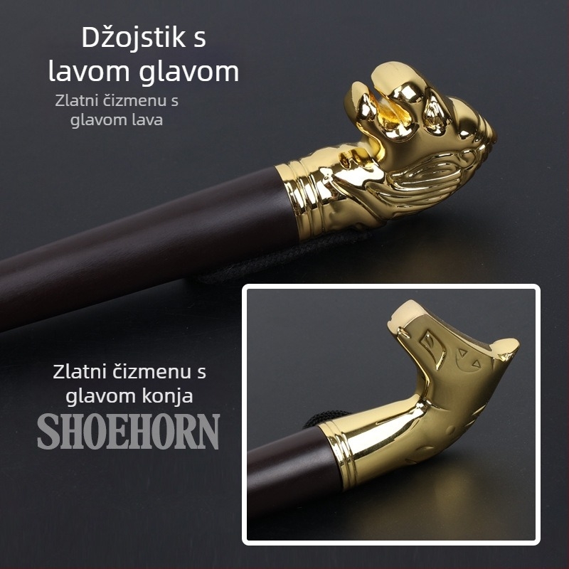 Luksuzni drveni i legirani štapić za cipele s glavom lava i glavom konja, motiv dvanaest znakova zodijaka, duljina 32 cm, model XB137, Yingte