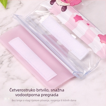 Vodootporna torbica za telefon s dodirnim zaslonom, karikatura dizajn, PVC materijal, trostruki preklop s zračnim jastukom, kaiš za vrat