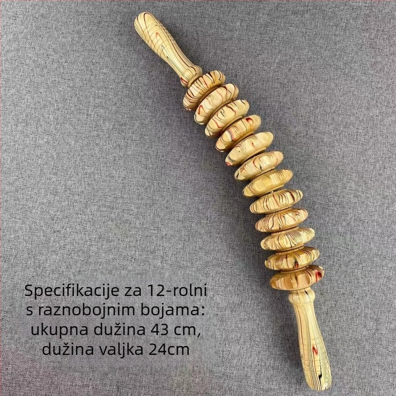 Drveni joga masažni valjak – za cijelo tijelo, masažer za struk, vrat, leđa i ramena, kućna upotreba