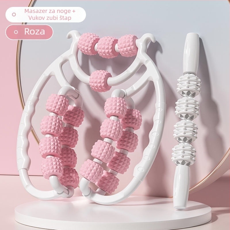 Roller za masažu nogu s prstenastim kotačićima — prenosni, masaža listova (3–4 kotača)